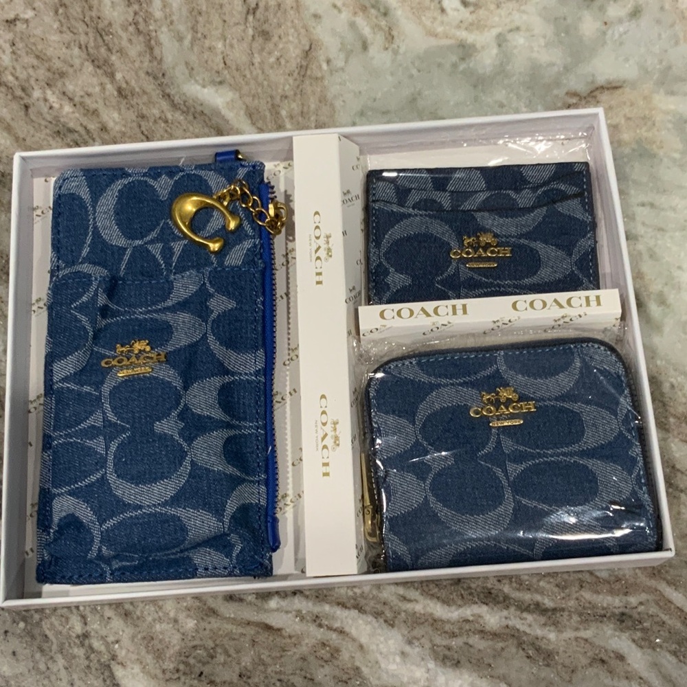 Coach Denim Blue Accessory Trio